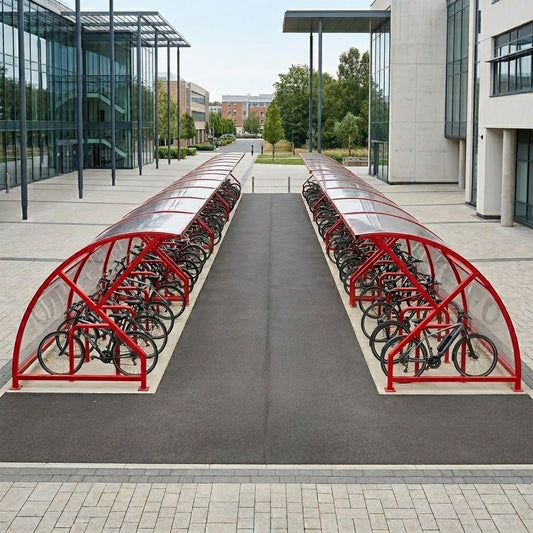 Heavy Duty Open Compound Cycle Shelter for 80 Bikes – Secure Steel Bicycle Storage Shelter for Schools, Workplaces & Public Areas