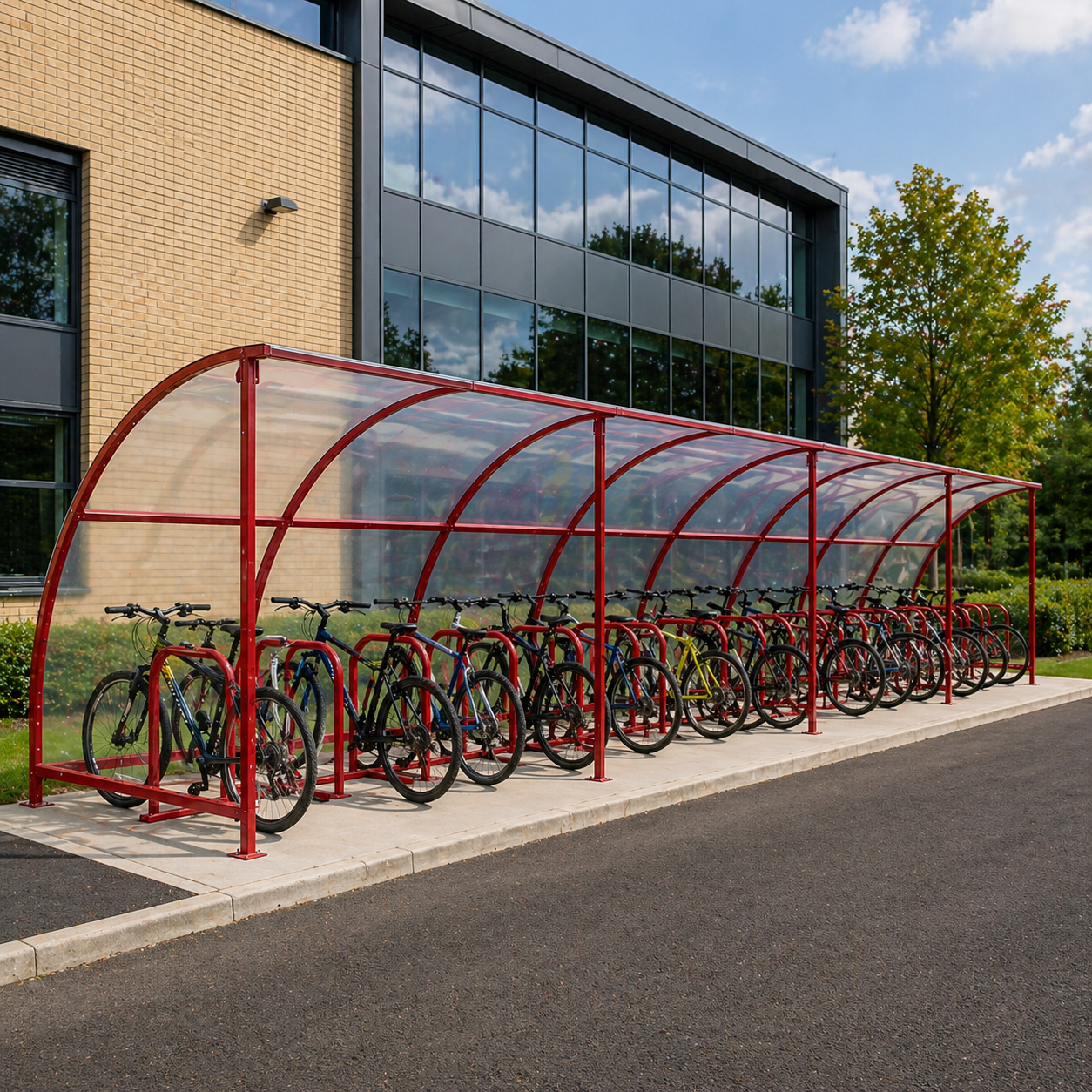 Heavy Duty Steel Cycle Shelter – Open Front Bike Storage Canopy (Up to 30 Cycles Capacity) – Galvanised Frame, Weatherproof Outdoor Shelter