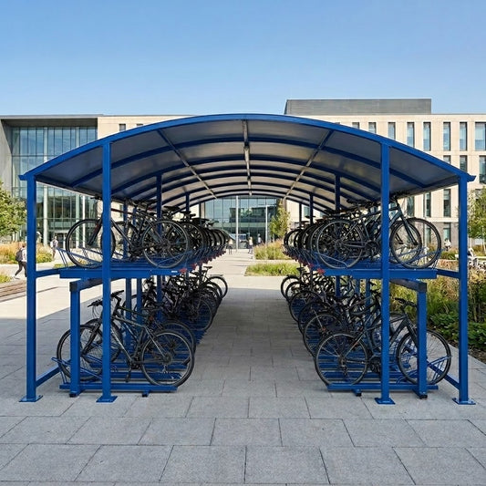 Heavy Duty Two Level Cycle Parking Shelter – 40 Bike Capacity