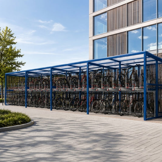 High-Capacity 50 Bike Cycle Parking Shelter with Covered Design