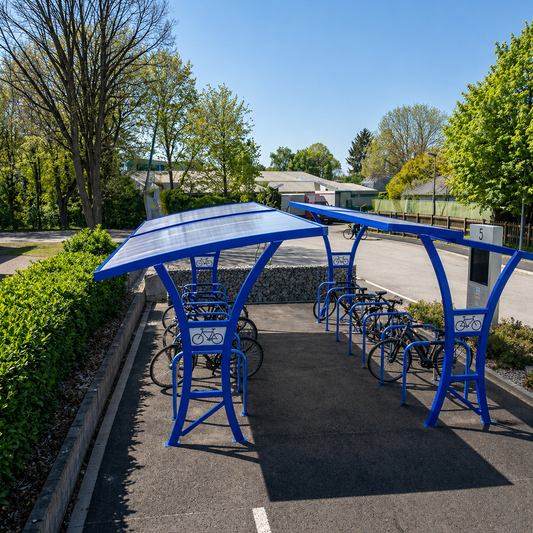 High-Capacity Dual-Access Bicycle Shelter for 20 Bikes