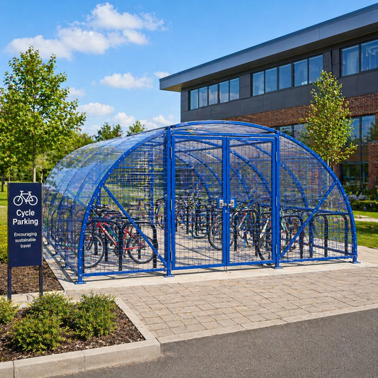 High Capacity Cycle Shelter for 40 Bikes – Secure Enclosed Steel Storage Unit