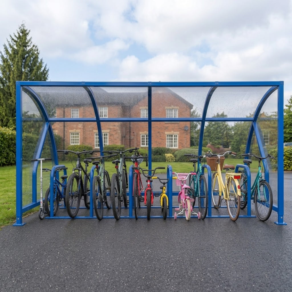 Large 24 Bike Capacity Cycle Shelter – Heavy Duty Open Front Steel Bicycle Storage Canopy