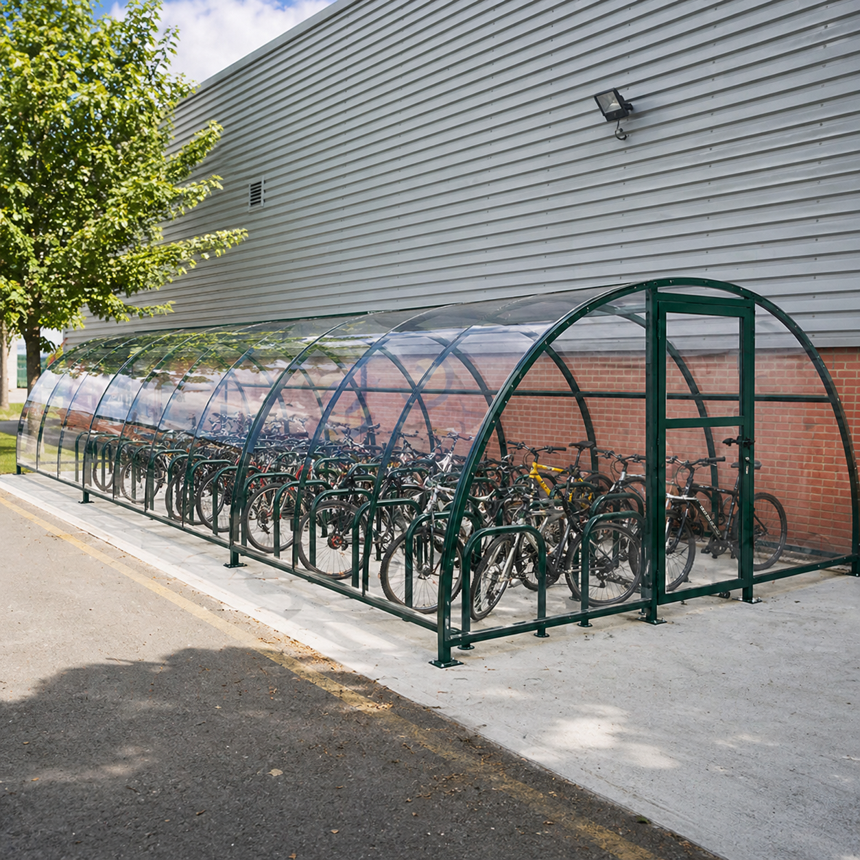 Large 40 Bike Storage Shelter – Secure Enclosed Cycle Compound for Commercial Use