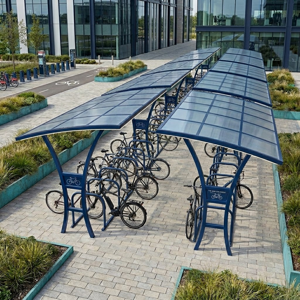 Large 40 Cycle Parking Shelter – Double Entry Outdoor Bike Storage System with Weather Cover