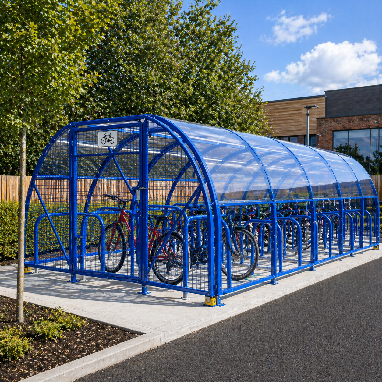 Large 68 Bike Secure Storage Shelter – Lockable Outdoor Cycle Compound with Steel Frame & Weatherproof Roof