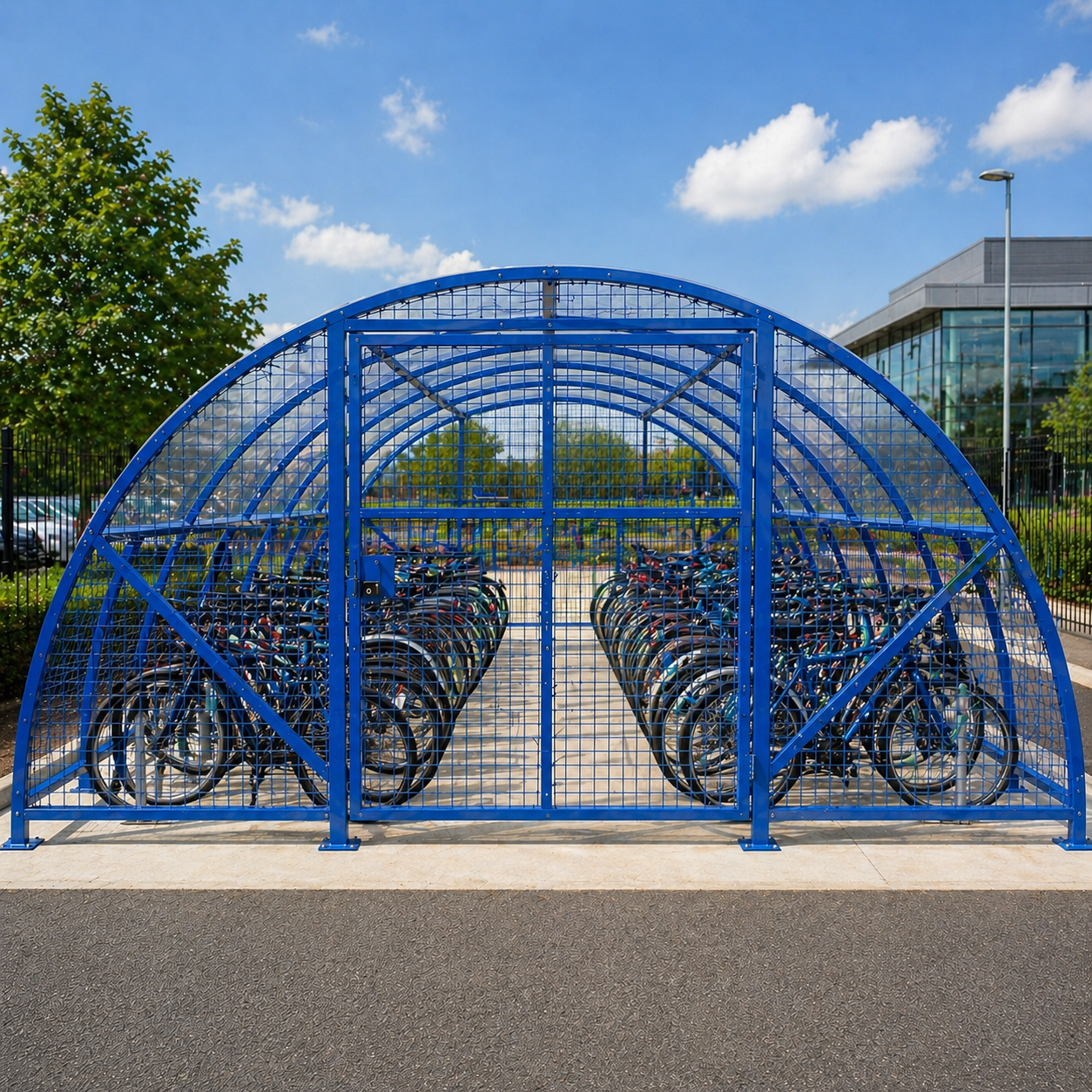 Large 68 Bike Secure Storage Shelter – Lockable Outdoor Cycle Compound with Steel Frame & Weatherproof Roof