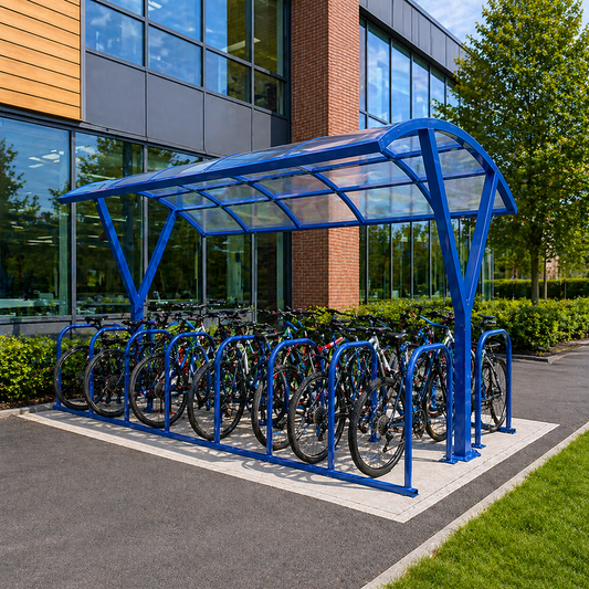 Large Capacity 20 Bike Shelter – Double Entry Outdoor Cycle Parking System with Protective Canopy