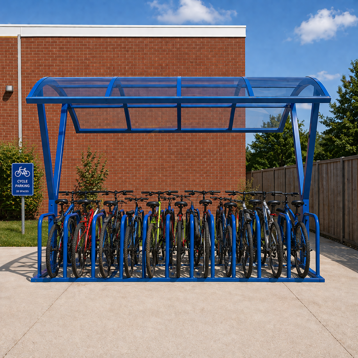 Large Capacity 20 Bike Shelter – Double Entry Outdoor Cycle Parking System with Protective Canopy
