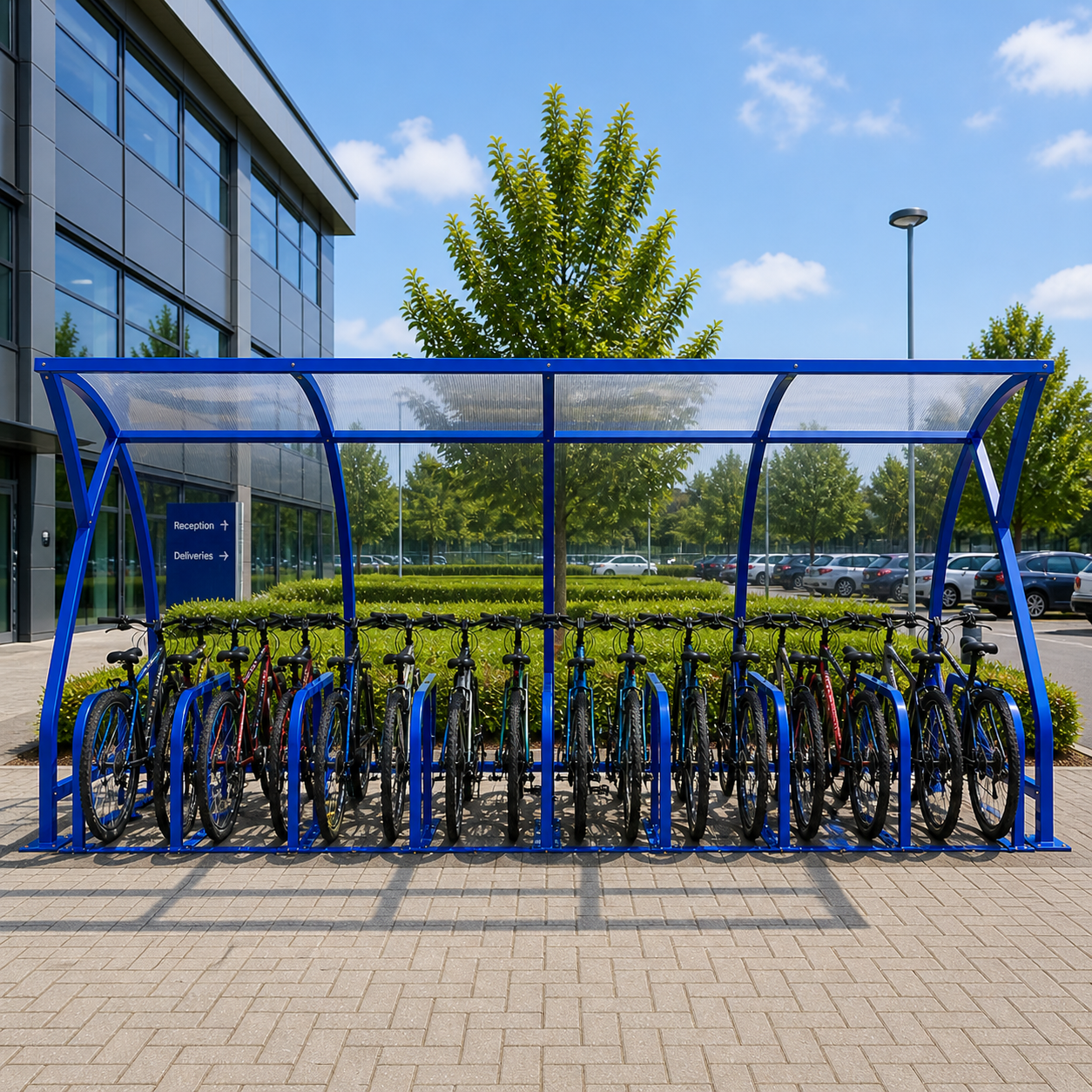 Large Capacity 24 Bike Shelter – Outdoor Cycle Storage with Polycarbonate Cover