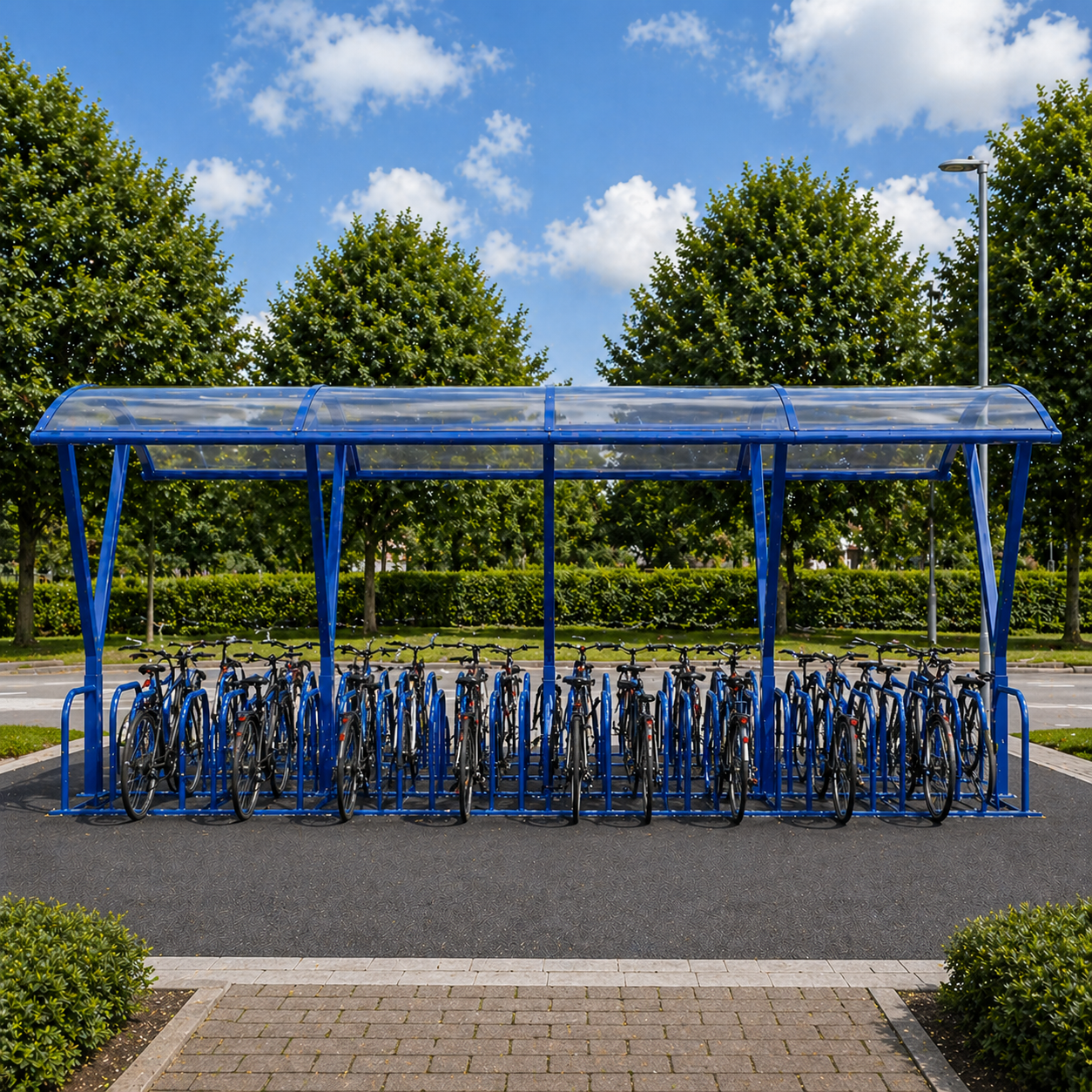 Large Capacity 28 Cycle Parking Shelter – Double Entry Steel Bike Storage Unit