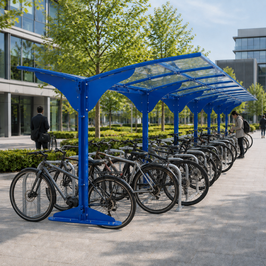 Large Capacity 48 Cycle Storage Shelter – Heavy Duty Steel Bicycle Parking System