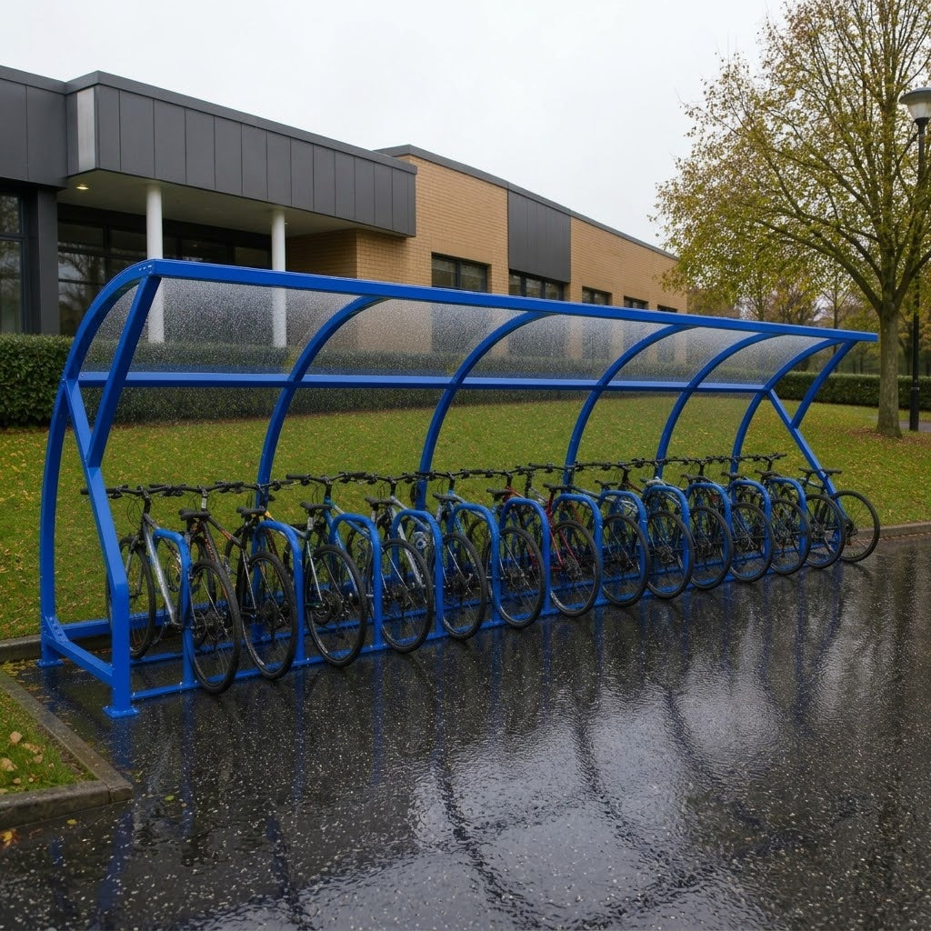 Large Capacity Bike Shelter for 14 Cycles – Steel Frame Outdoor Cycle Storage