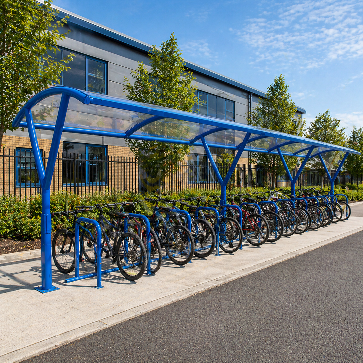 Large Capacity Outdoor Cycle Shelter – 30 Bike Storage Rack with Steel Frame & Weatherproof Roof