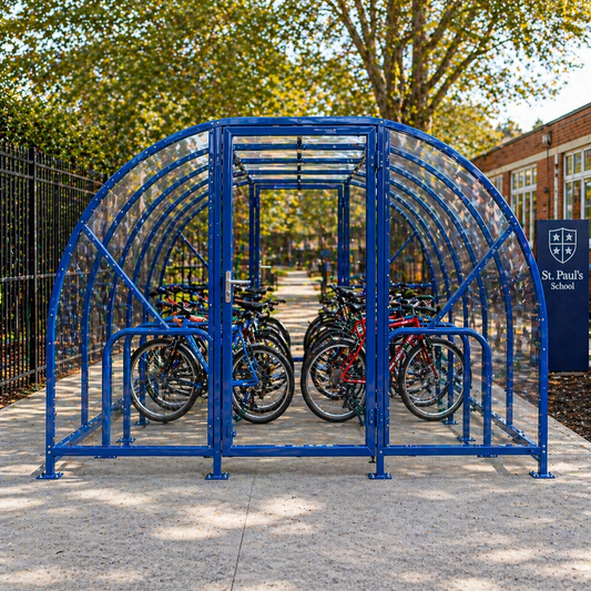 Large Capacity Secure Cycle Storage Shelter for 100 Bikes – Steel Enclosed Bicycle Compound