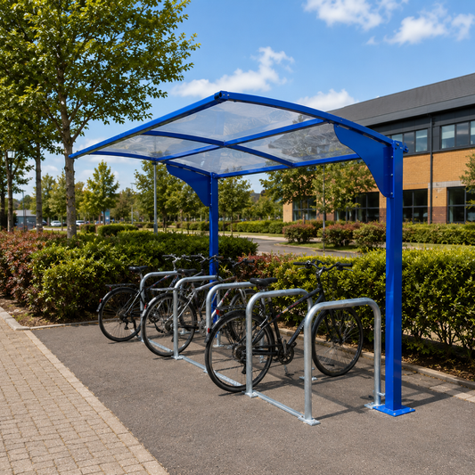 Modern 10 Bicycle Parking Shelter – Steel Cantilever Outdoor Cycle Canopy