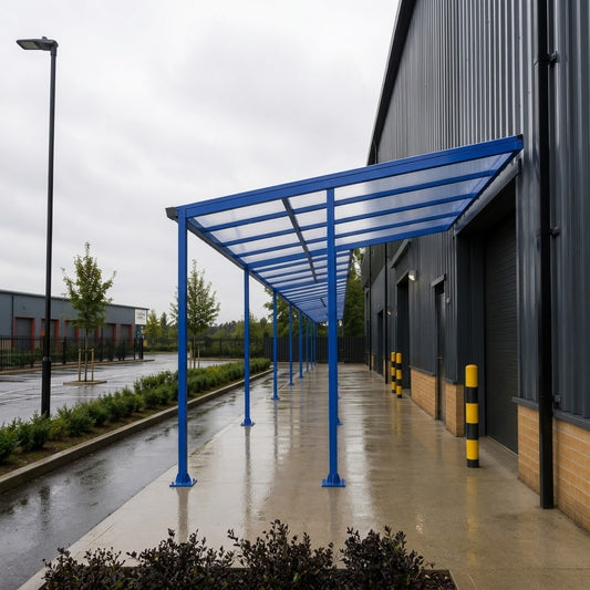 Monopitch Roof Commercial Door Canopy – Heavy Duty Entrance & Walkway Shelter