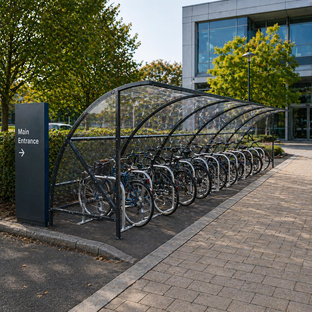 Open Front Cycle Shelter – 20 Bike Capacity Bicycle Storage