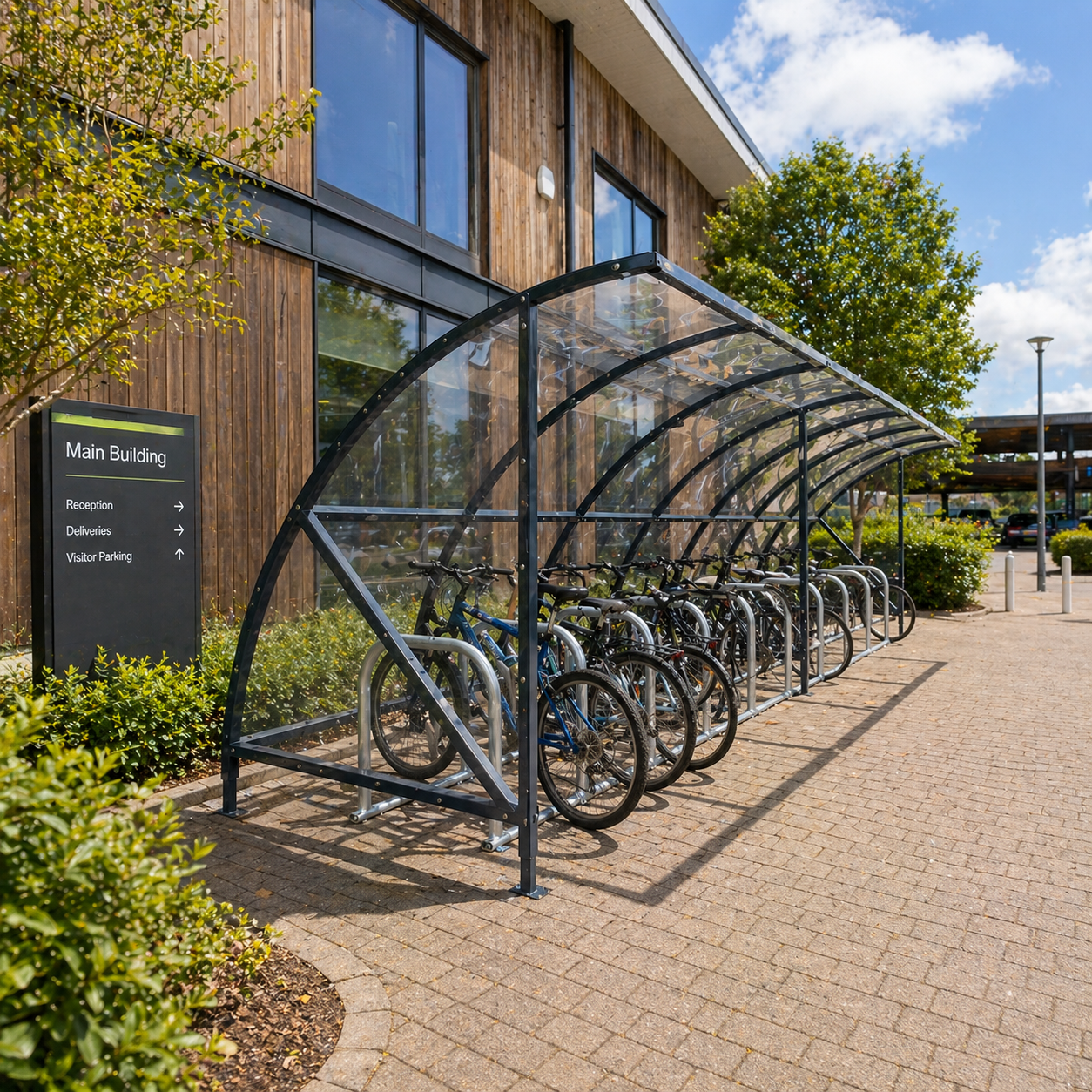 Open Front Cycle Shelter – 20 Bike Capacity Bicycle Storage