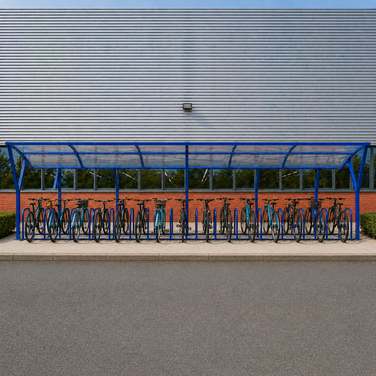 Outdoor 24 Bike Shelter – Commercial Grade Steel Cycle Parking Canopy with Protective Roofing