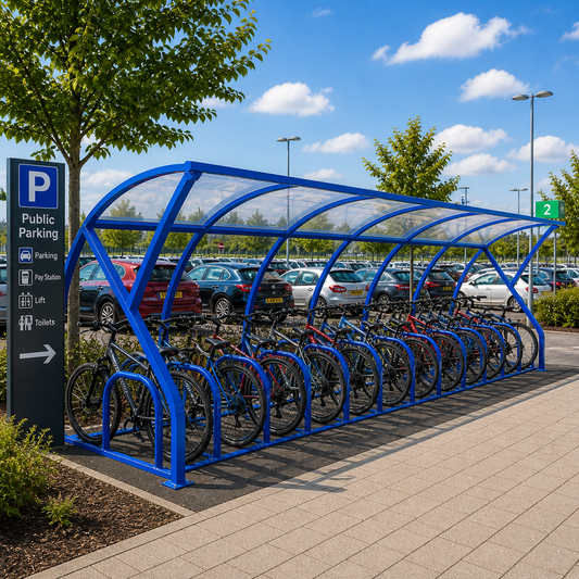 Outdoor Bicycle Shelter for 34 Bikes – Heavy Duty Steel Cycle Storage Solution