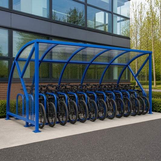Outdoor Bike Storage Shelter for 40 Cycles – Secure Covered Parking for Schools & Workplaces