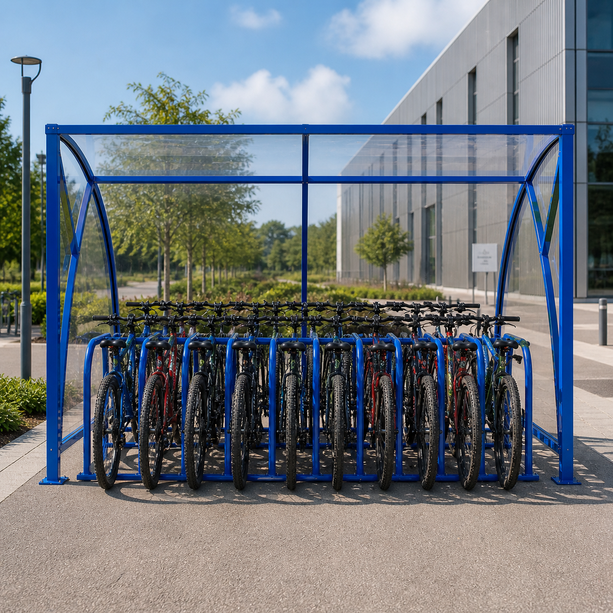 Outdoor Bike Storage Shelter for 40 Cycles – Secure Covered Parking for Schools & Workplaces