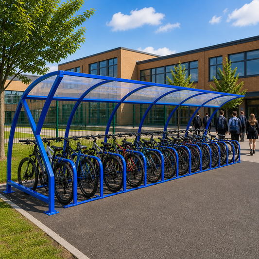 Outdoor Cycle Shelter for 30 Bikes – Heavy Duty Steel Bicycle Parking Cover