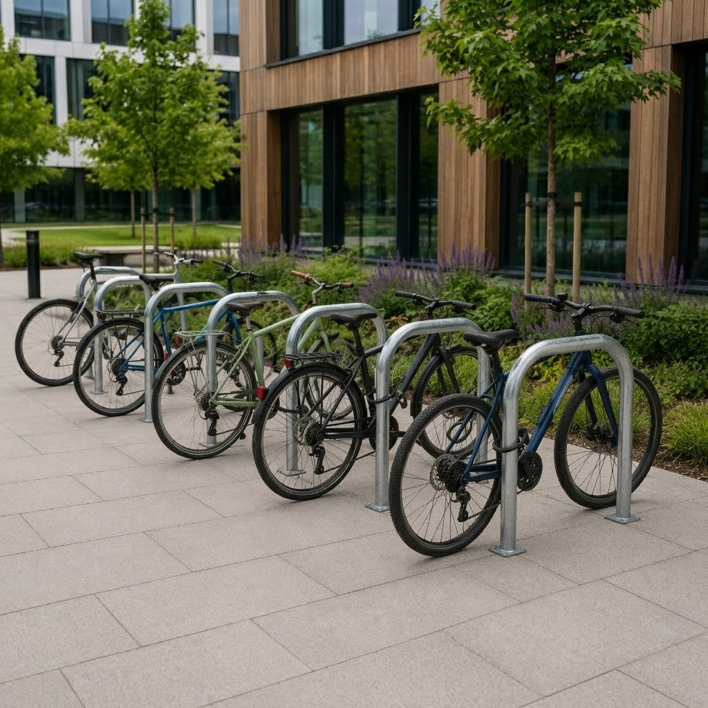 Pack of 5 Galvanised Sheffield Cycle Stands – Heavy Duty Bike Parking Hoops