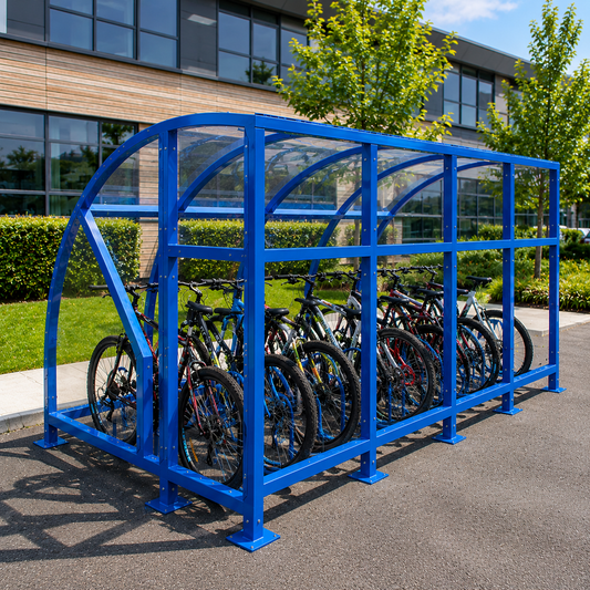 Premium 44-Capacity Heavy-Duty Cycle Shelter with Extended Front