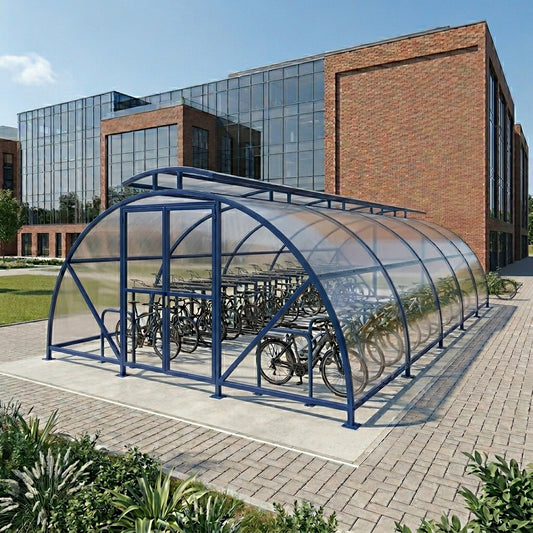 Premium 48-Bike Secure Lockable Compound Cycle Shelter with Vented Roof