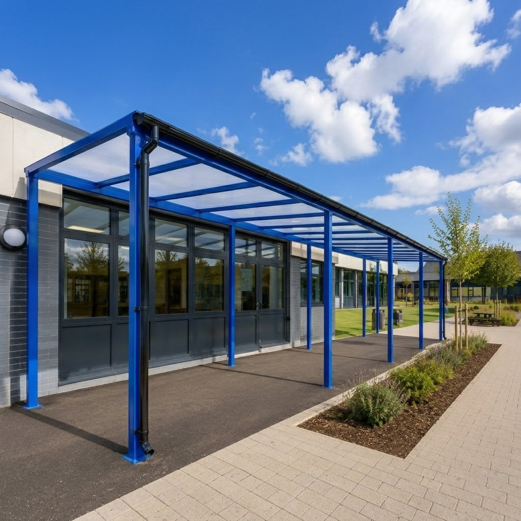 Premium Linear Mono Pitch Roof Canopy with Steel Frame & Polycarbonate Panels