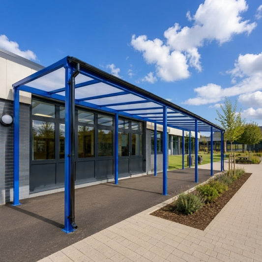 Premium Linear Mono Pitch Roof Canopy with Steel Frame & Polycarbonate Panels