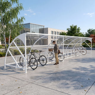 Heavy Duty Steel Cycle Shelter – Open Front Bike Storage Canopy (Up to 30 Cycles Capacity) – Galvanised Frame, Weatherproof Outdoor Shelter