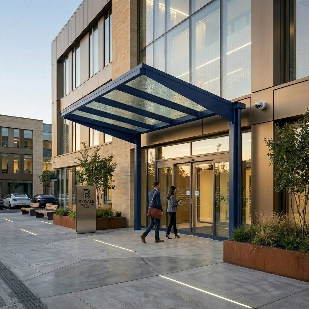 Rydale Cantilever Mono Pitch Door Canopy with Steel Frame & Polycarbonate Roof