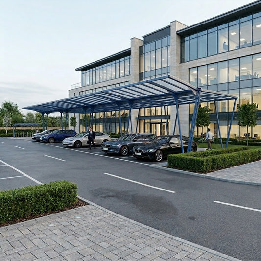 Rydale Linear Double Cantilever Canopy with Steel Frame & Polycarbonate Roof Panels