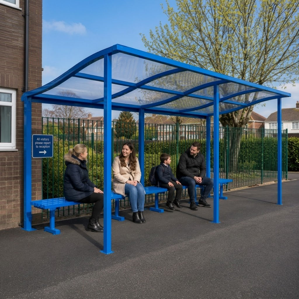 School Parent Waiting Wave Canopy Shelter – 6.5m x 2.8m Outdoor Covered Waiting Area