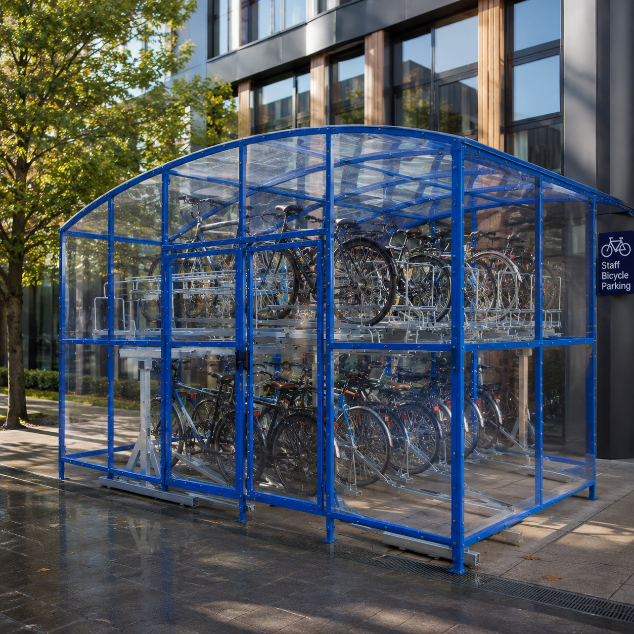 Secure 140 Bicycle Storage Compound – Heavy Duty Double Tier Covered Cycle Shelter