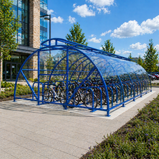 Secure 20-Bike Lockable Cycle Shelter with Vented Arch Roof