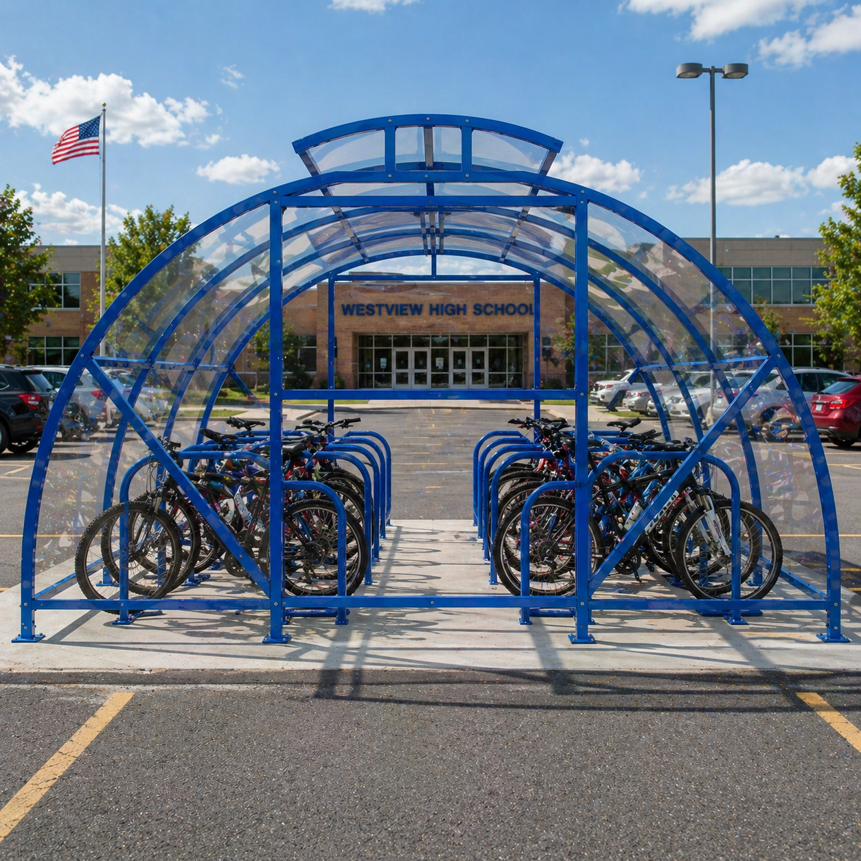 Secure 20-Bike Lockable Cycle Shelter with Vented Arch Roof