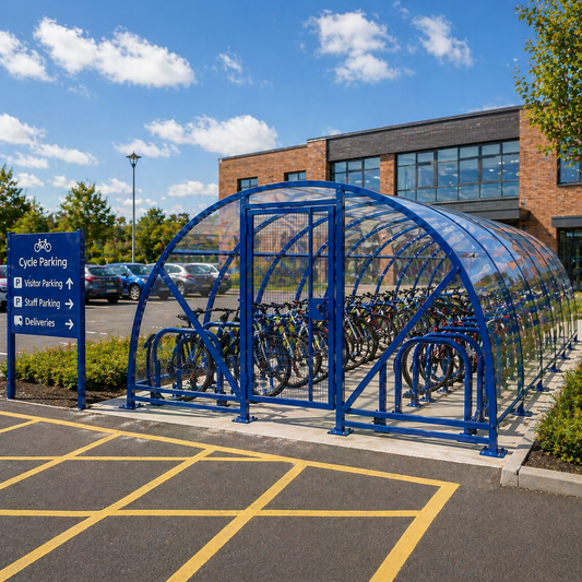 Secure 48 Bike Shelter – Weatherproof Covered Cycle Storage with Locking Door