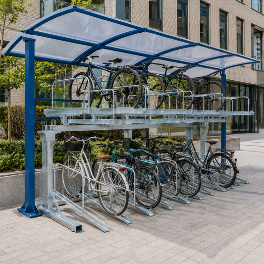 Single-Sided Two-Tier Cycle Rack – Galvanised Steel Space-Saving Bike Storage System