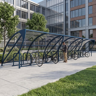 Heavy Duty Steel Cycle Shelter – Open Front Bike Storage Canopy (Up to 30 Cycles Capacity) – Galvanised Frame, Weatherproof Outdoor Shelter