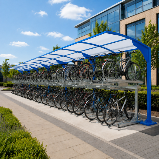 Two-Level 60 Bike Parking Shelter – Galvanised Steel Cycle Storage