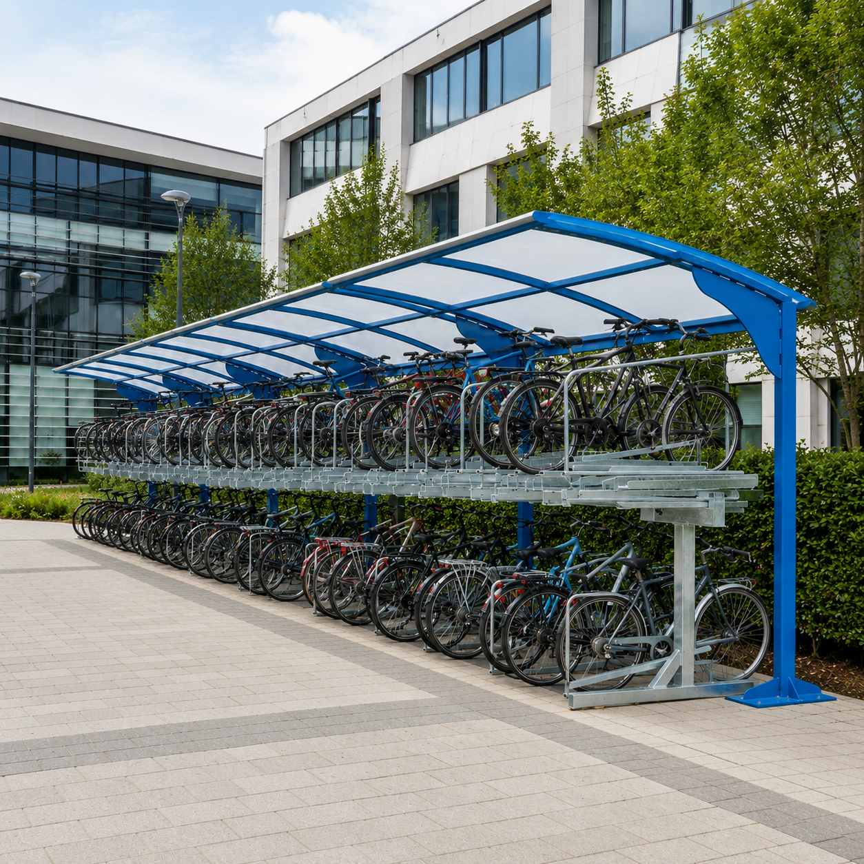 Two-Level 70 Bike Parking Shelter – Galvanised Steel Cycle Storage