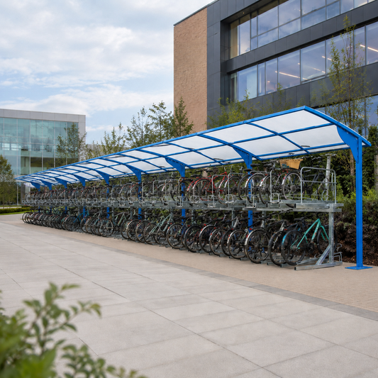 Two Tier Cycle Parking Shelter – 80 Bike Capacity Galvanised Outdoor Storage