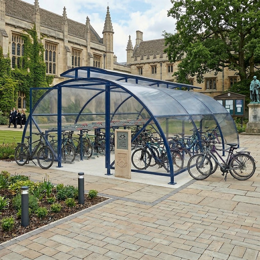 Vented Arched Roof 40-Bike Secure Lockable Cycle Shelter Compound
