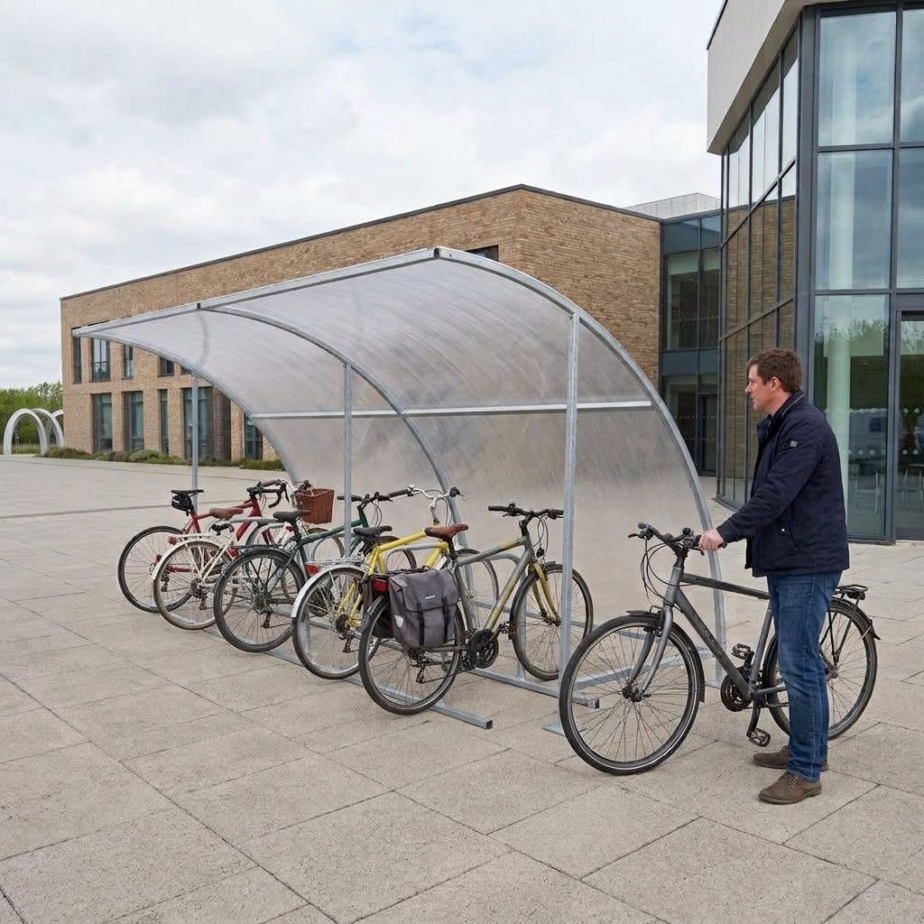 10-Bike Galvanised Cycle Shelter with Integrated Cycle Stands