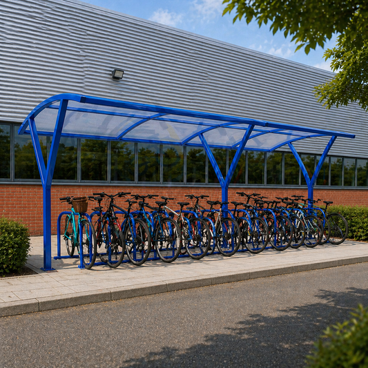 Outdoor 20 Bike Shelter – Heavy Duty Steel Cycle Rack with Clear Roof Cover
