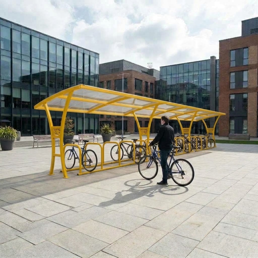 30 Cycle Bike Shelter – Heavy-Duty Galvanised Steel Frame with Polycarbonate Roof